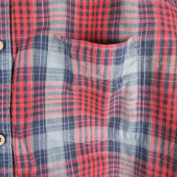 Richlook XXL 44 Plaid Casual Shirt Red Grey Blue Button Front Long Sleeve - Picture 3 of 9